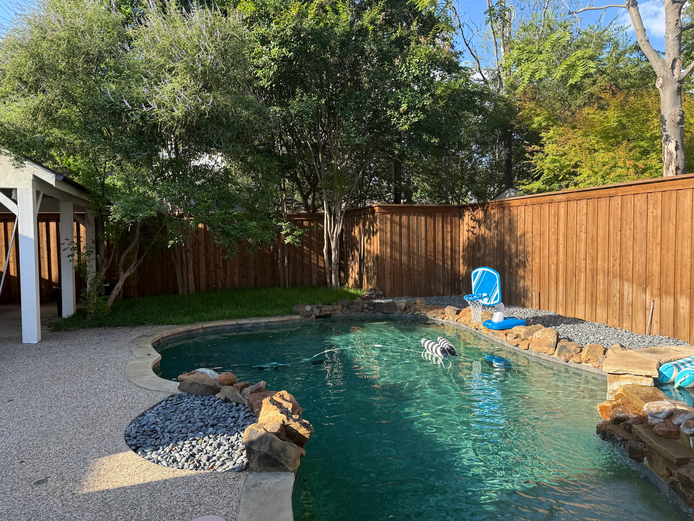 Backyard pool area after landscaping — Kevin's project