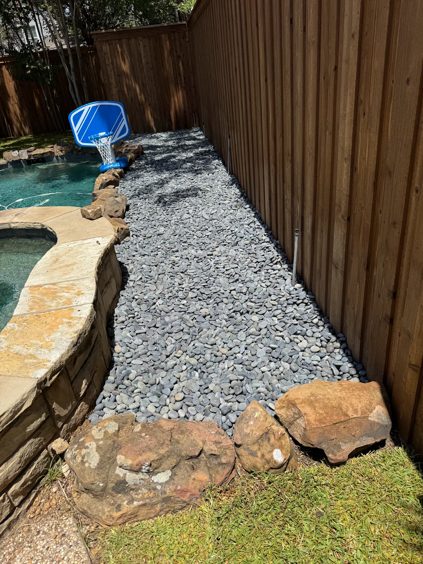 Deck and newly sodded lawn
